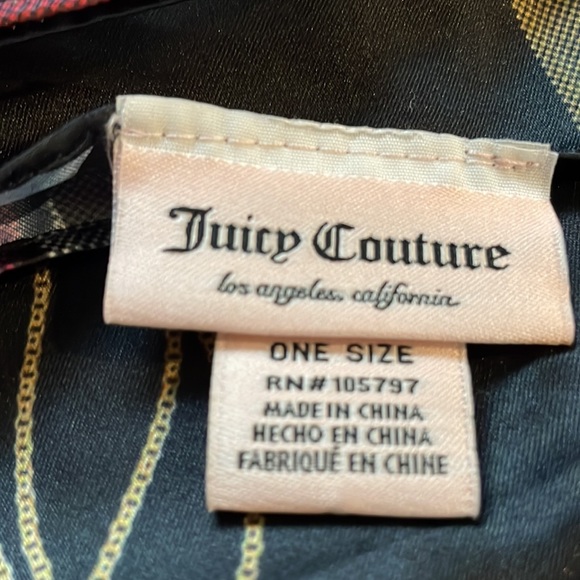 Vintage Juicy Couture Silk Scarf Crest, Chains and Tartan pattern 35"X 35" - Picture 8 of 8